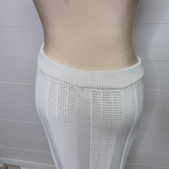 En Saison White Knit Midaxi Skirt Size M - Picture 6 of 11